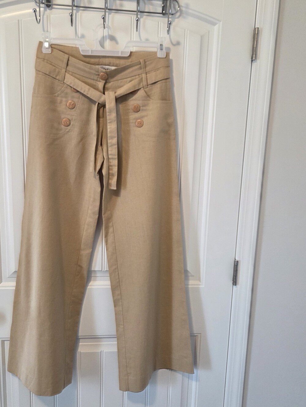 Noble by Marion Zanke Germany Sailor Pant Wmns Small Tan High Waist Wide Leg VTG